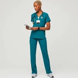 Figs Women's Pacific Blue Yola™ - High Waisted Scrub Pants in Pacific Blue